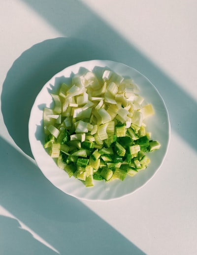 White porcelain green vegetables
